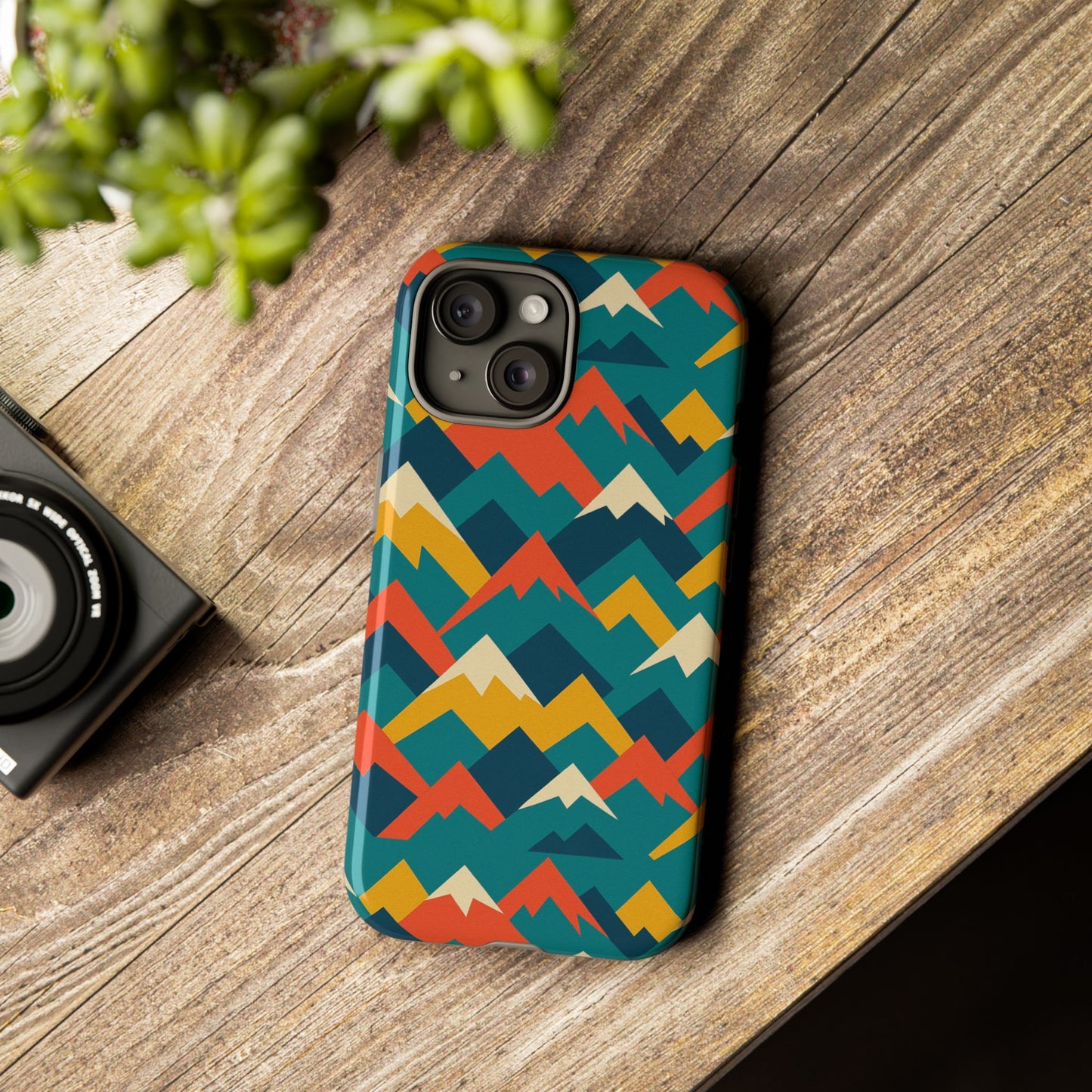 vibrant mountain pattern 3d wrap protective phone case stylish accessory for men and women compatible with iphone 13, 14, 15 & 16 – all models including pro, pro max & plus