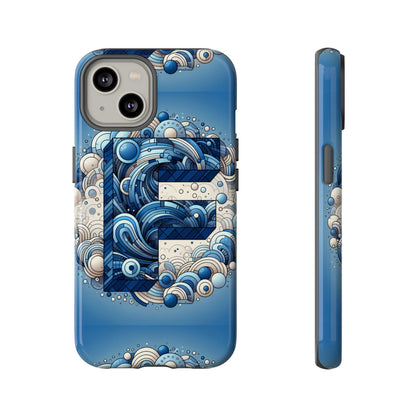 Blue Alphabet F Phone Case for iPhone and Android Durable Shockproof Cover with 3D Wrap Design and UV Protection