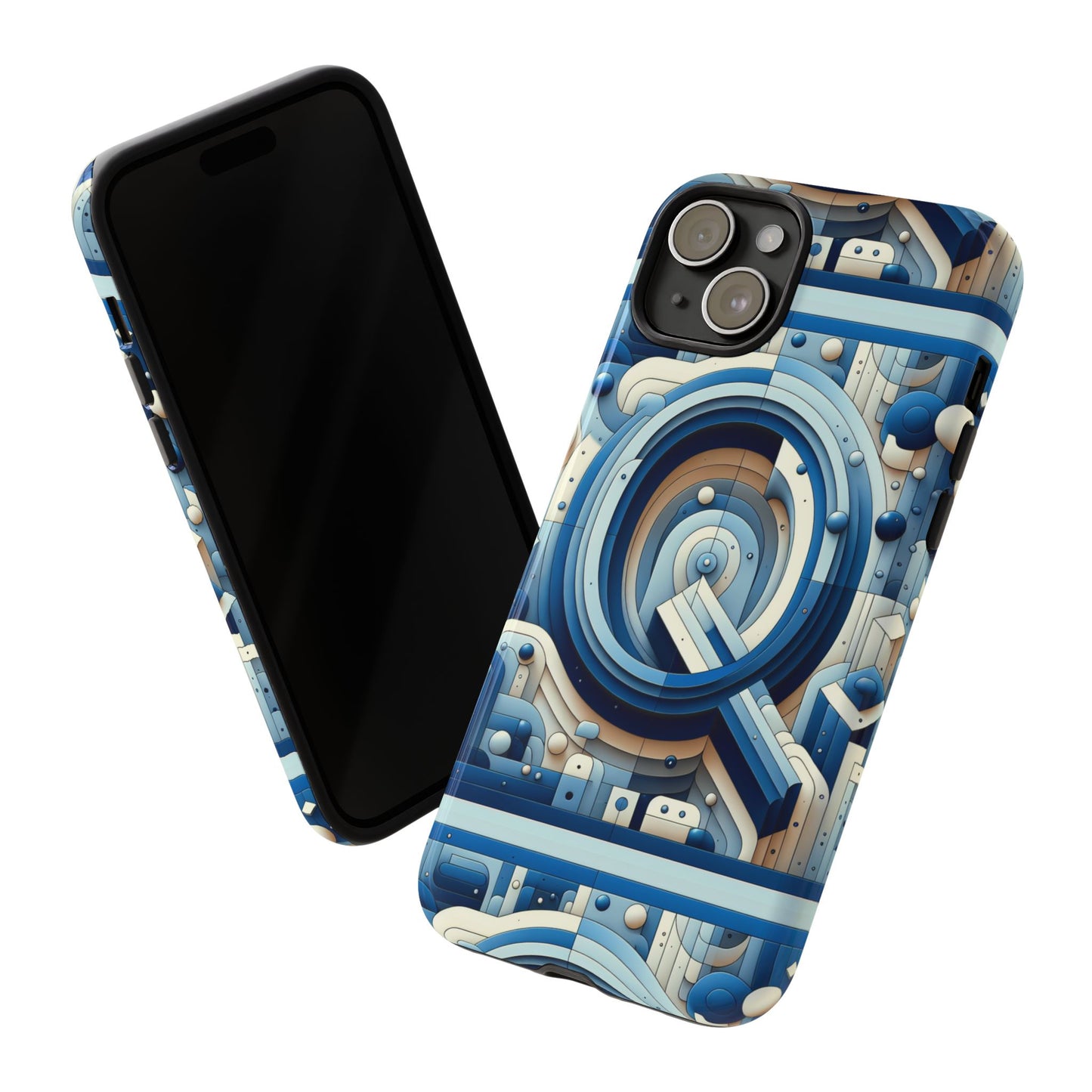 blue alphabet q phone case for android and iphone durable shockproof protective cover with 3d wrap design