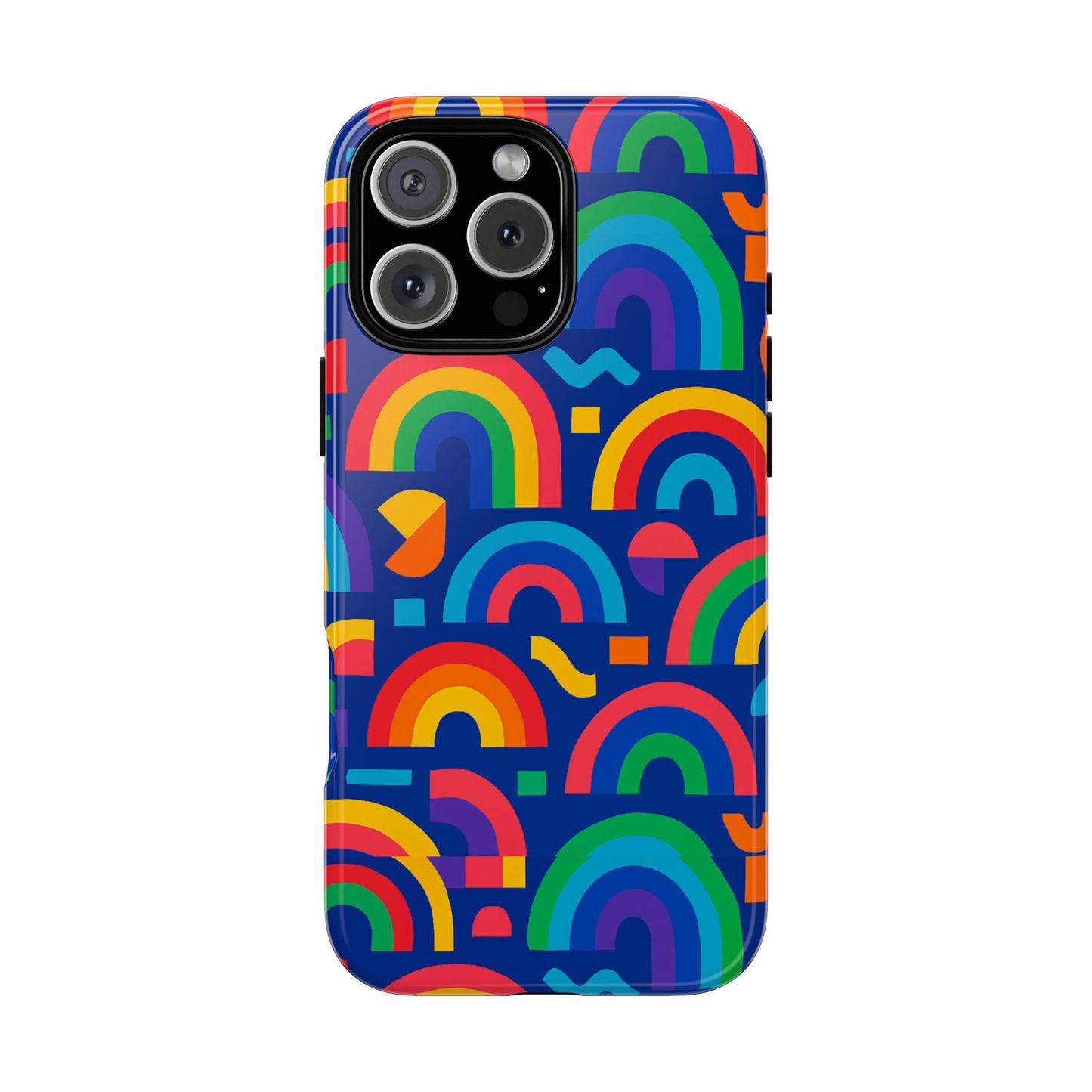 vibrant rainbow geometric 3d wrap protective phone case for stylish accessories compatible with iphone 13, 14, 15 & 16 – all models including pro, pro max & plus