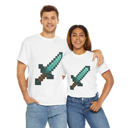 Unisex Heavy Cotton Tee - Pixel Sword Design for Gamers