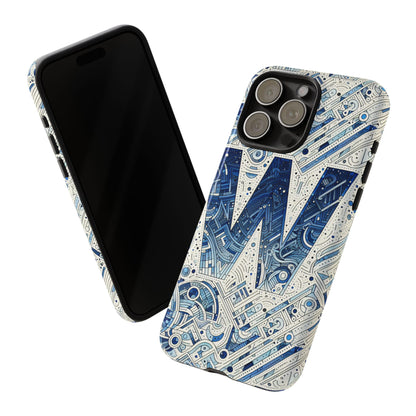 Blue Alphabet W Phone Case for Smartphones - Vibrant 3D Wrap Design with Shock Absorption and UV Protection, Suitable for Fans of Anime, Comics, and Unique Accessories