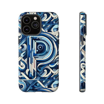 Blue Alphabet P Phone Case with 3D Wrap Design for Kids and Teens Durable Shockproof Protective Cover for Smartphones
