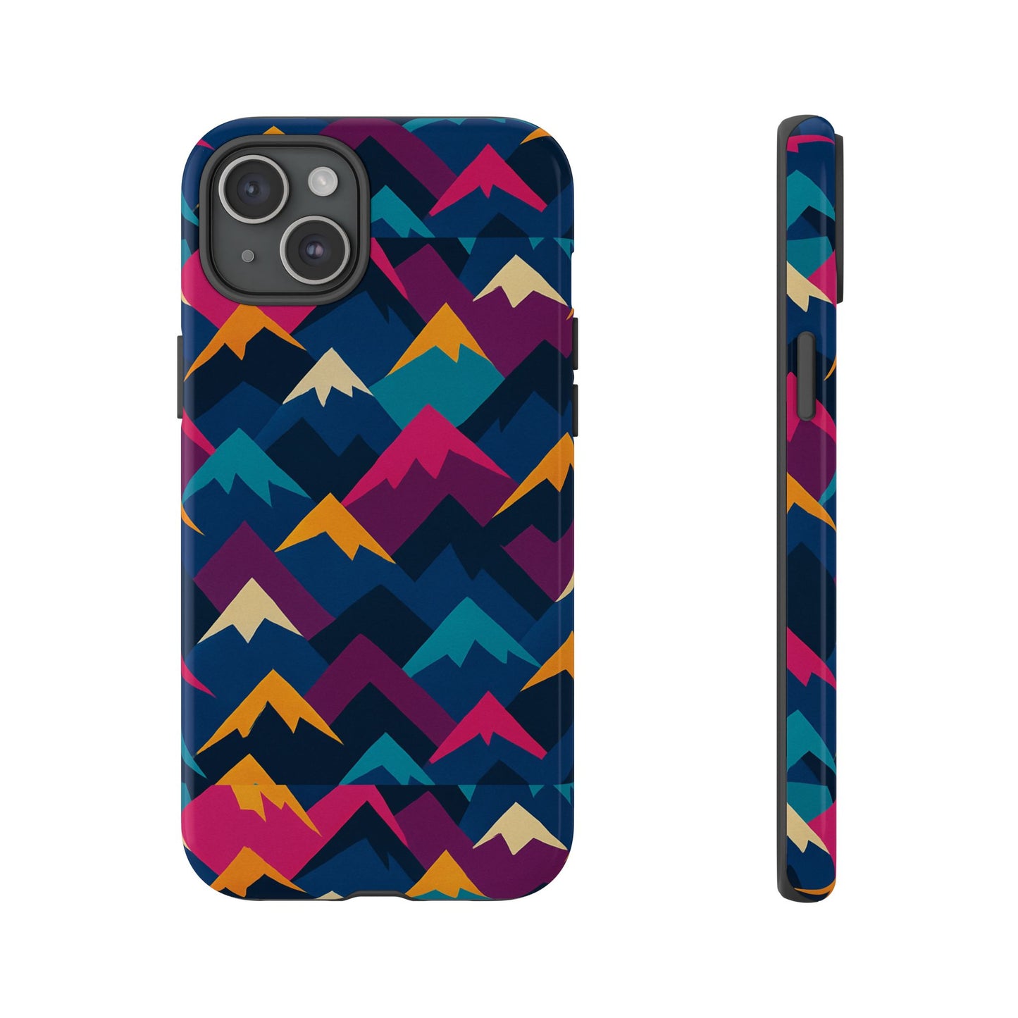 multicolour mountain geometric protective phone case – stylish accessory for unique self-expression compatible with iphone 13, 14, 15 & 16 – all models including pro, pro max & plus