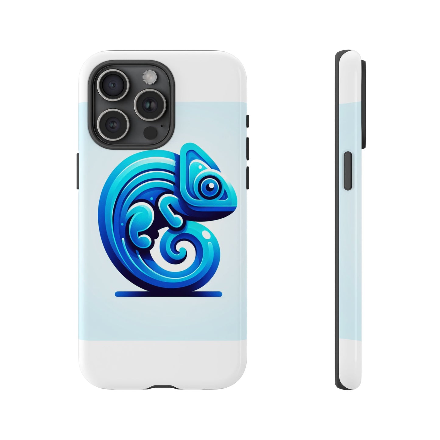 vibrant 3d chameleon phone case in blue retro design for stylish protection – compatible with iphone 13, 14, 15 & 16 – all models including pro, pro max & plus