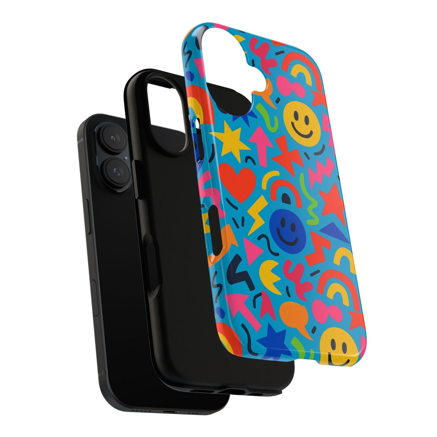 multicolour 3d wrap protective phone case for kids and teens with fun geometric design – stylish protection compatible with iphone 13, 14, 15 & 16 – all models including pro, pro max & plus