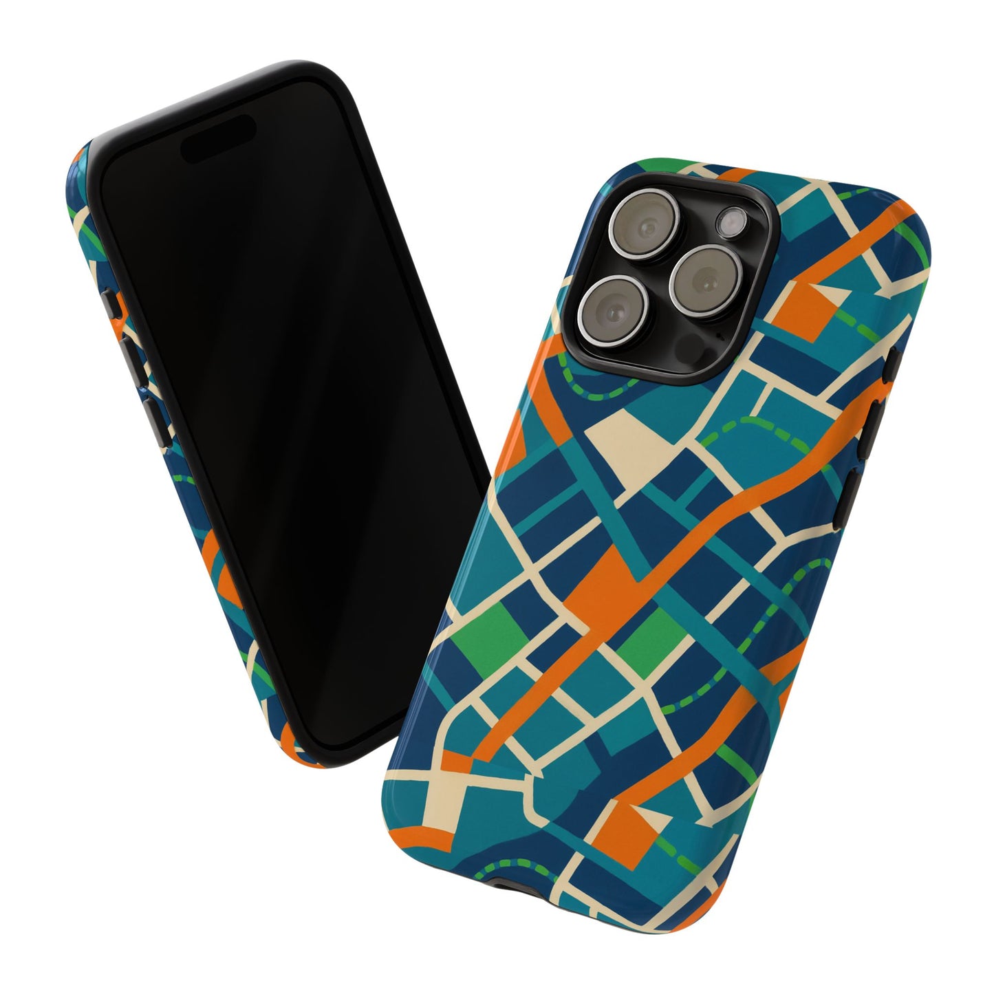 multicolour abstract geometric phone case for stylish protection compatible with iphone 13, 14, 15 & 16 – all models including pro, pro max & plus