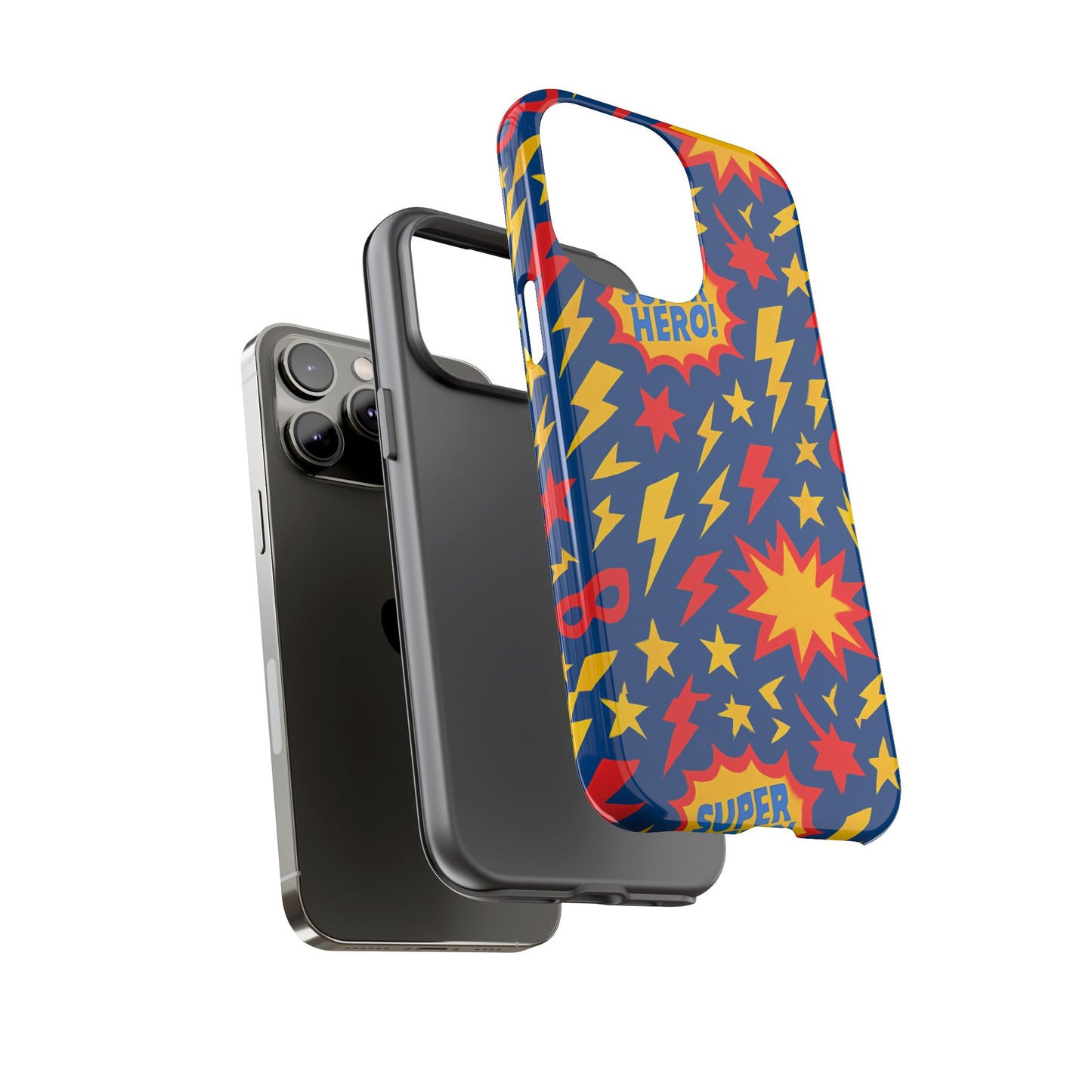vibrant 3d superhero phone case – colourful retro design for kids and adults – stylish protection compatible with iphone 13, 14, 15 & 16 – all models including pro, pro max & plus