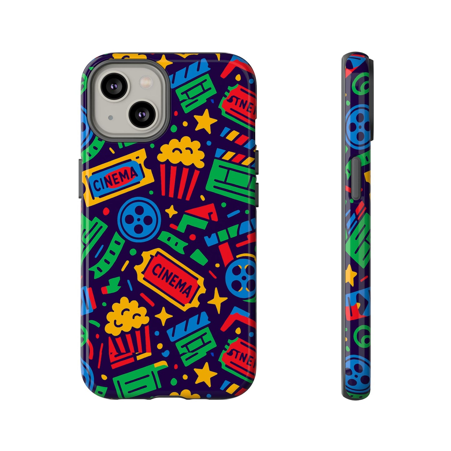 vibrant multicolour cinema-themed 3d wrap protective phone case for self-expression stylish protection compatible with iphone 13, 14, 15 & 16 – all models including pro, pro max & plus