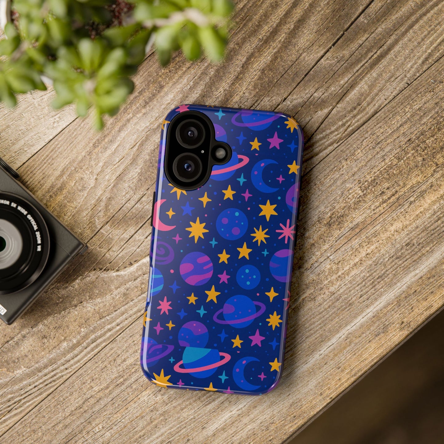 vibrant space theme protective phone case for unisex – colourful 3d design fashion accessory compatible with iphone 13, 14, 15 & 16 – all models including pro, pro max & plus