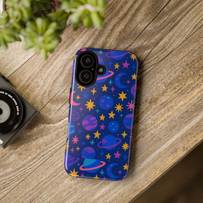 Vibrant Space Theme Protective Phone Case for Unisex – Colourful 3D Design Fashion Accessory Compatible with iPhone 13, 14, 15 & 16 – All Models Including Pro, Pro Max & Plus