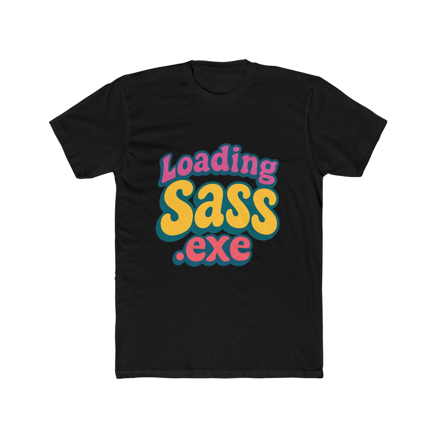 loading sass .exe meme multicolor 1 unisex t-shirt – funny graphic tee for all genders, trendy viral print, comfortable cotton casual wear