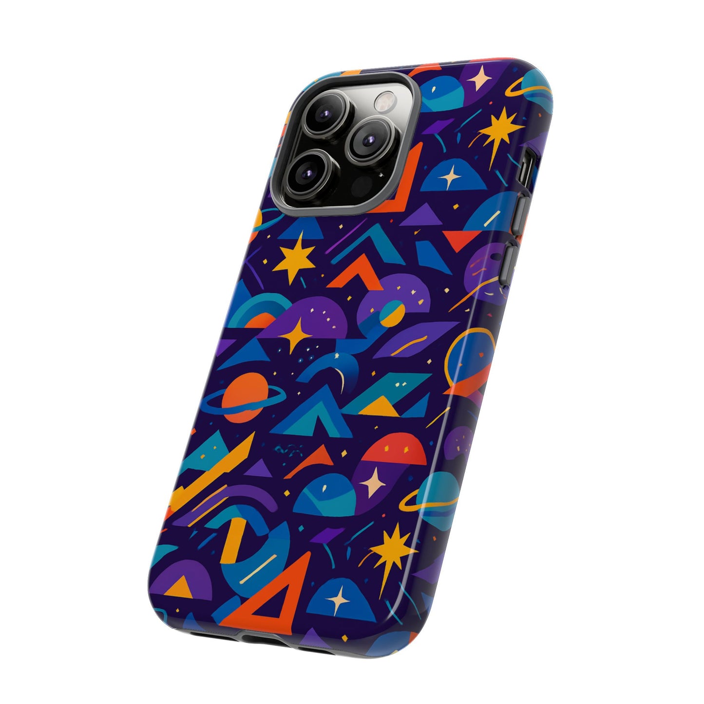 vibrant geometric 3d wrap protective phone case for unique accessories lovers compatible with iphone 13, 14, 15 & 16 – all models including pro, pro max & plus
