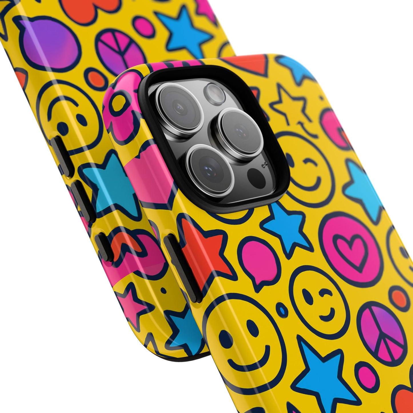 multicolour emoji protective phone case with 3d wrap design for stylish protection and individual expression compatible with iphone 13, 14, 15 & 16 – all models including pro, pro max & plus