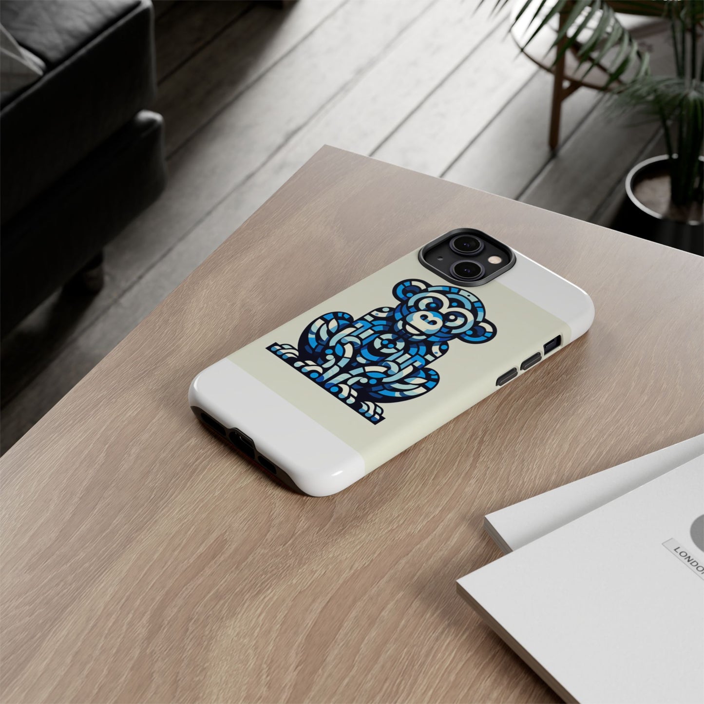 vibrant blue 3d wrap phone case with playful monkey design for creative individuals compatible with iphone 13, 14, 15 & 16 – all models including pro, pro max & plus