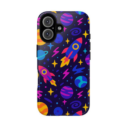 Vibrant 3D Wrap Protective Phone Case with Playful Space Theme for Stylish Self-Expression Compatible with iPhone 13, 14, 15 & 16 – all models including Pro, Pro Max & Plus