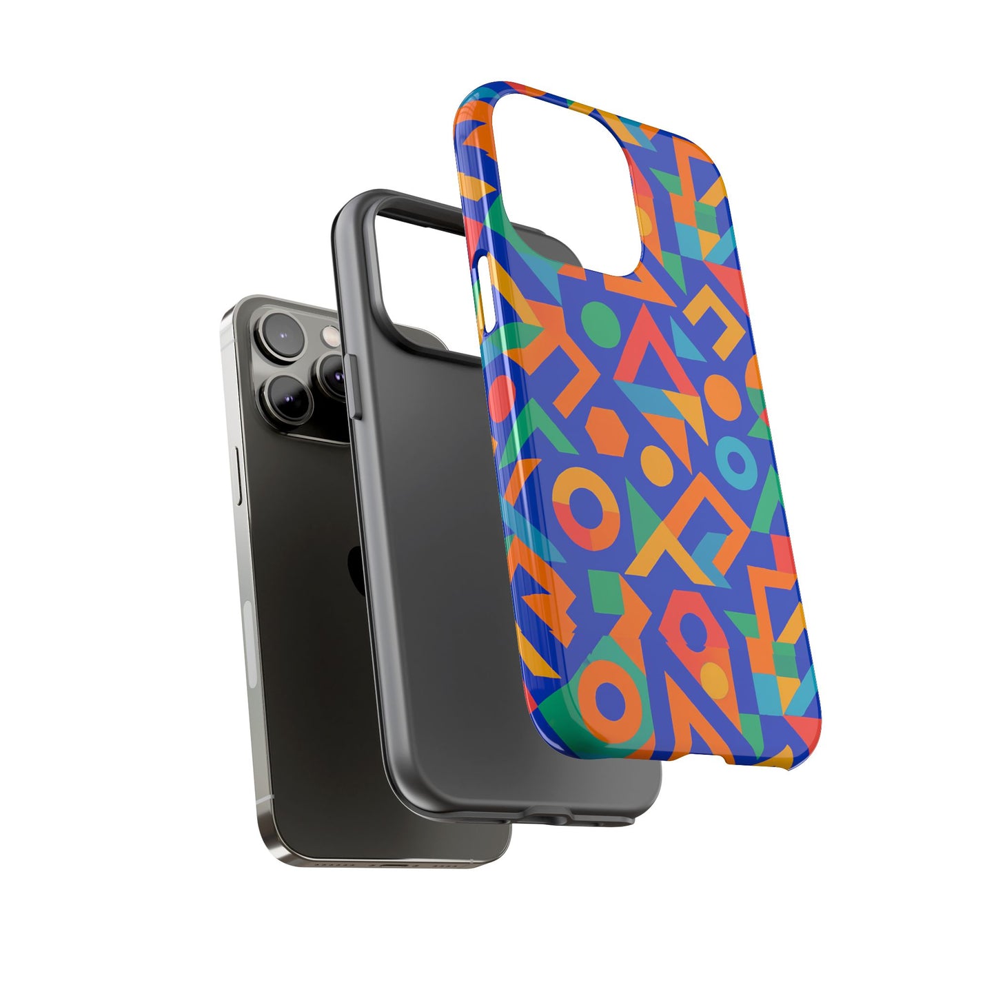 multicolour geometric 3d wrap protective phone case – vibrant accessory for creative individuals compatible with iphone 13, 14, 15 & 16 – all models including pro, pro max & plus
