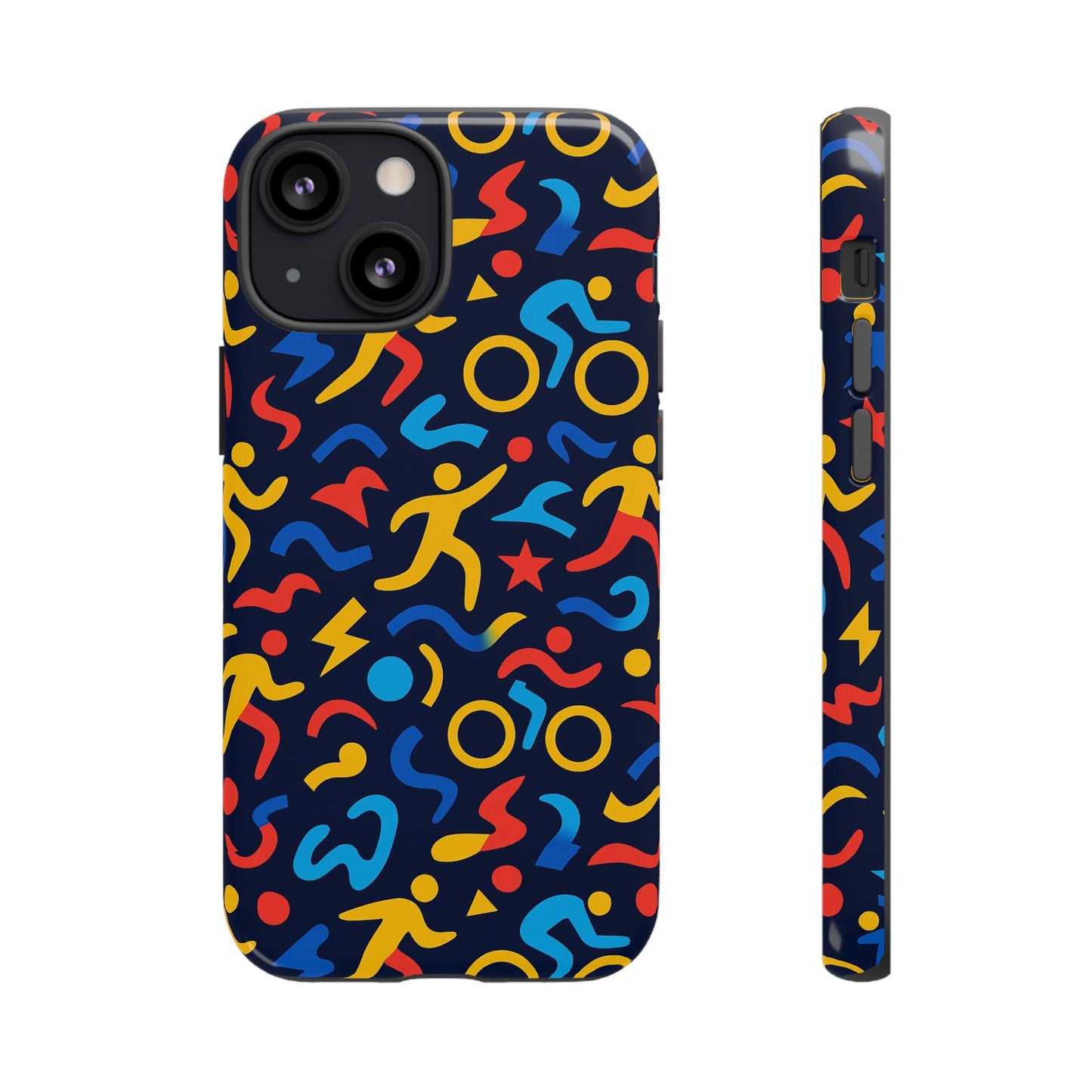 vibrant abstract 3d wrap protective phone case in multicolour design for unisex fashion accessory compatible with iphone 13, 14, 15 & 16 – all models including pro, pro max & plus