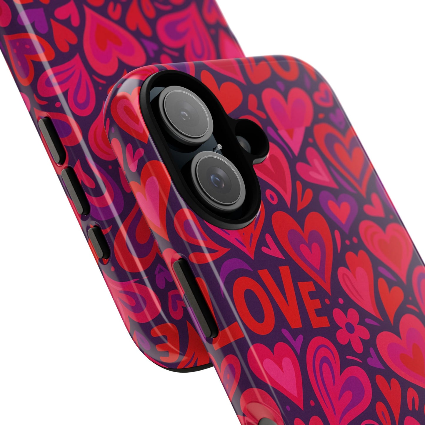 multicolour 3d heart pattern protective phone case for smartphones – vibrant design for stylish protection, compatible with iphone 13, 14, 15 & 16 – all models including pro, pro max & plus