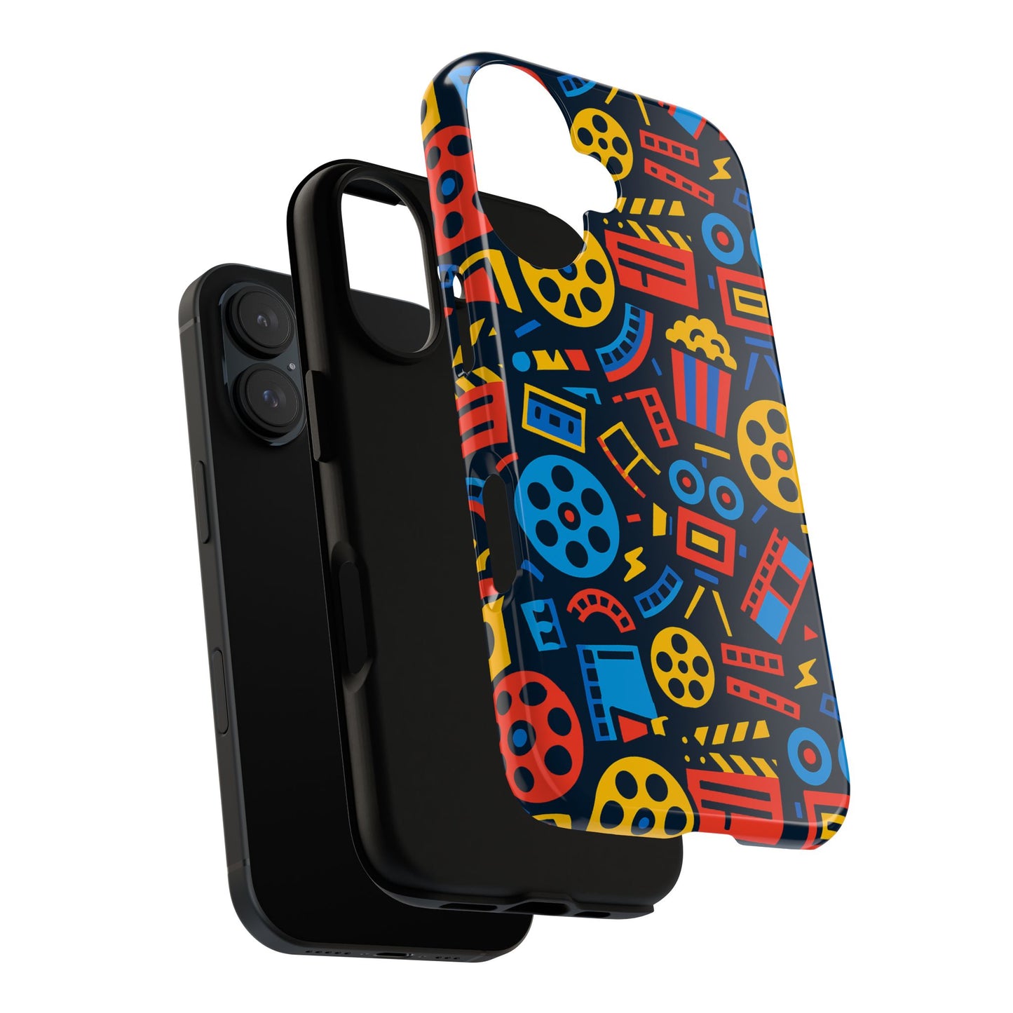 vibrant 3d film reel protective phone case for unique style and robust protection compatible with iphone 13, 14, 15 & 16 – all models including pro, pro max & plus