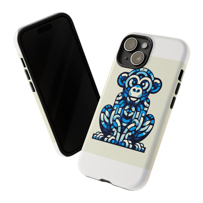 Vibrant Blue 3D Wrap Phone Case with Playful Monkey Design for Creative Individuals Compatible with iPhone 13, 14, 15 & 16 – all models including Pro, Pro Max & Plus