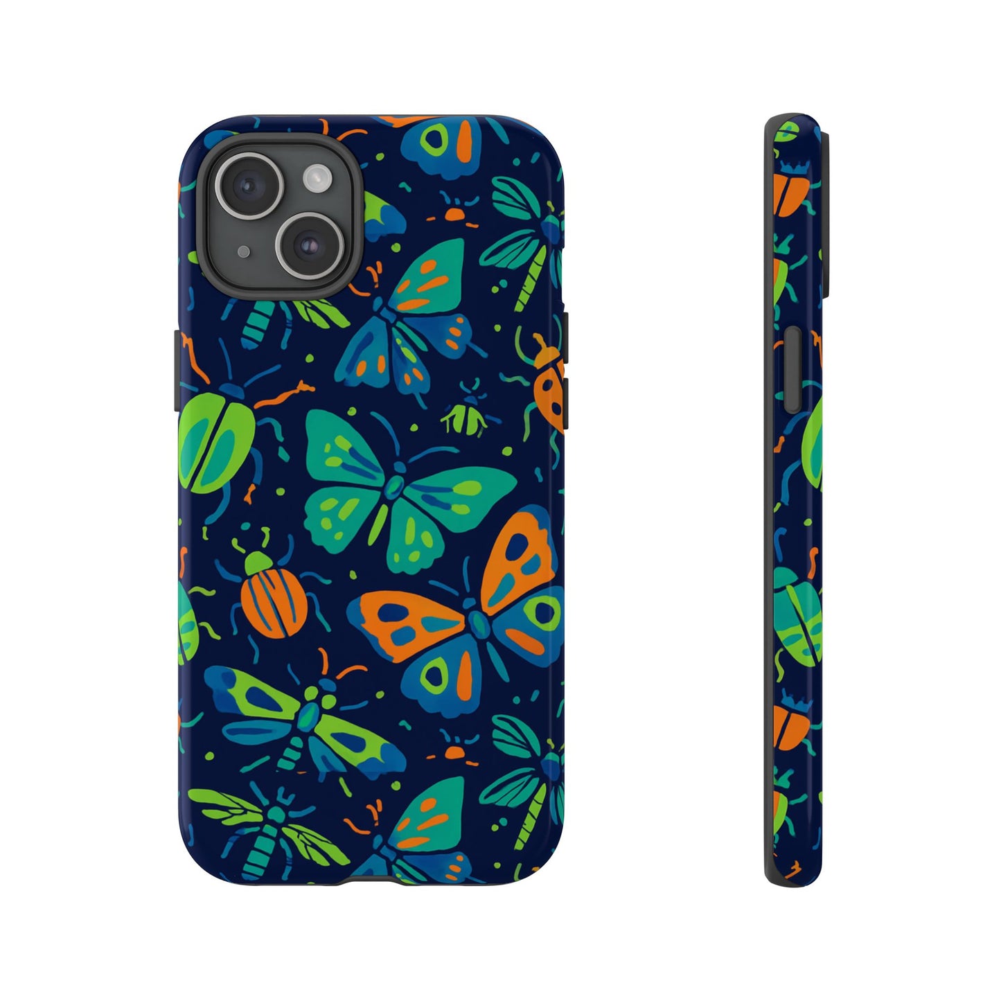 vibrant insect pattern protective phone case for stylish protection – multicolour 3d design compatible with iphone 13, 14, 15 & 16 – all models including pro, pro max & plus
