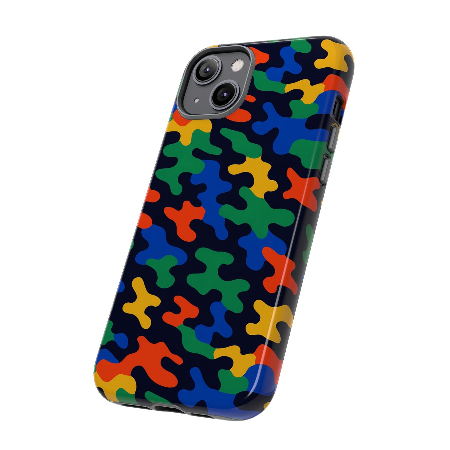 multicolour camouflage protective phone case with 3d wrap design for stylish smartphone protection compatible with iphone 13, 14, 15 & 16 – all models including pro, pro max & plus