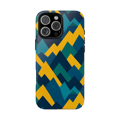 Vibrant Geometric Mountain Design Protective Phone Case for Unique Style and Durable Protection Compatible with iPhone 13, 14, 15 & 16 – all models including Pro, Pro Max & Plus
