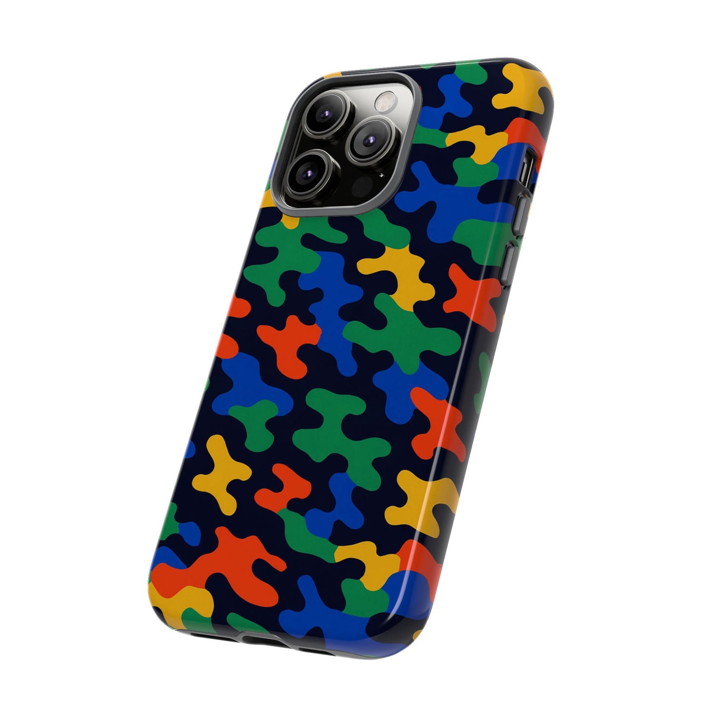 multicolour camouflage protective phone case with 3d wrap design for stylish smartphone protection compatible with iphone 13, 14, 15 & 16 – all models including pro, pro max & plus