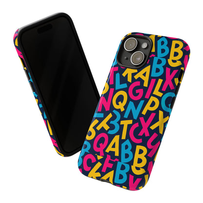 Multicolour 3D Wrap Phone Case with Playful Alphabet Design – Stylish Protection for Smartphones Compatible with iPhone 13, 14, 15 & 16 – All Models Including Pro, Pro Max & Plus