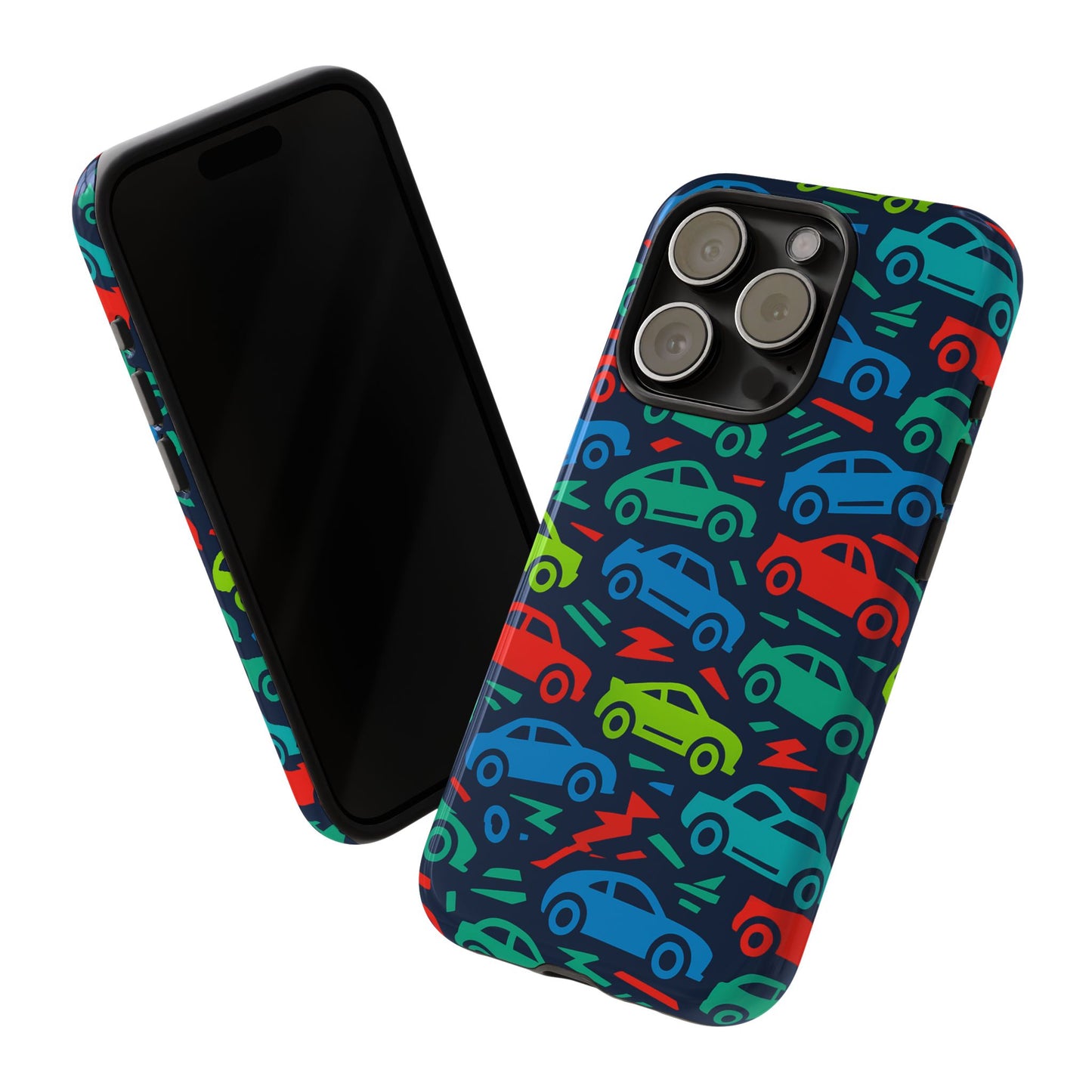 vibrant retro automotive design protective phone case for kids and adults – colourful 3d wrap style – stylish protection compatible with iphone 13, 14, 15 & 16 – all models including pro, pro max & plus