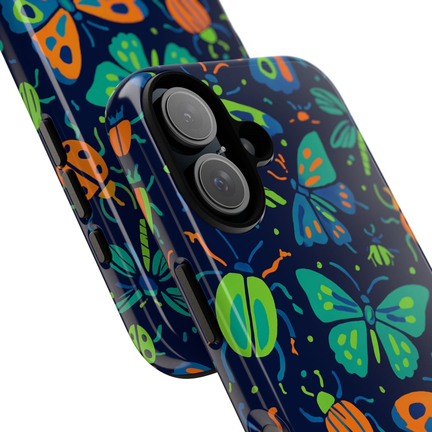 vibrant insect pattern protective phone case for stylish protection – multicolour 3d design compatible with iphone 13, 14, 15 & 16 – all models including pro, pro max & plus