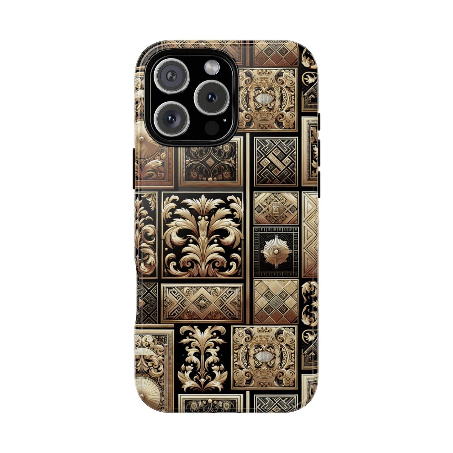 pattern image 4 vibrant 3d phone case for anime and comic fans with baroque gold ornate design compatible with iphone 13, 14, 15 & 16 – all models including pro, pro max & plus