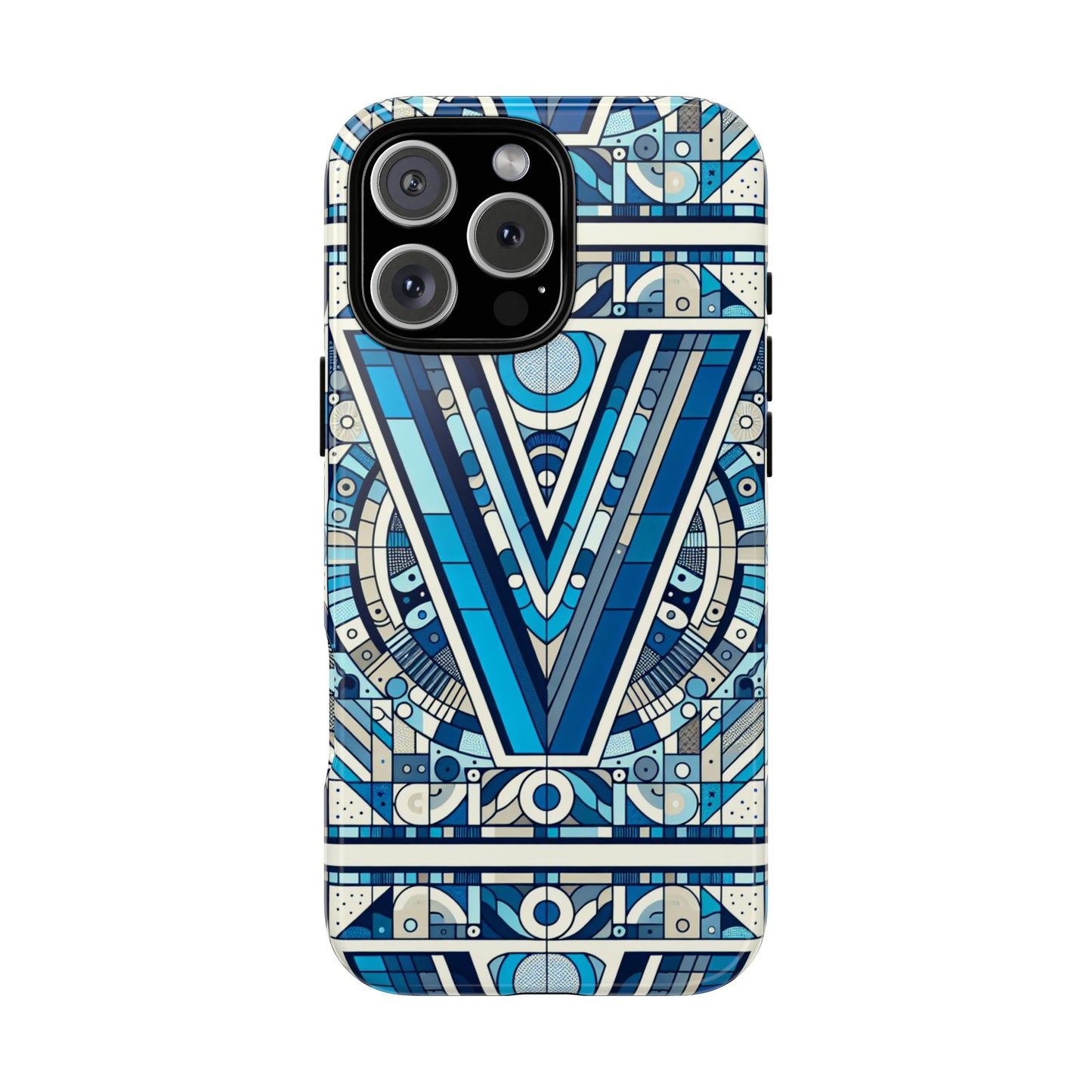 blue alphabet letter v phone case for men women kids durable shockproof cartoon anime style gift