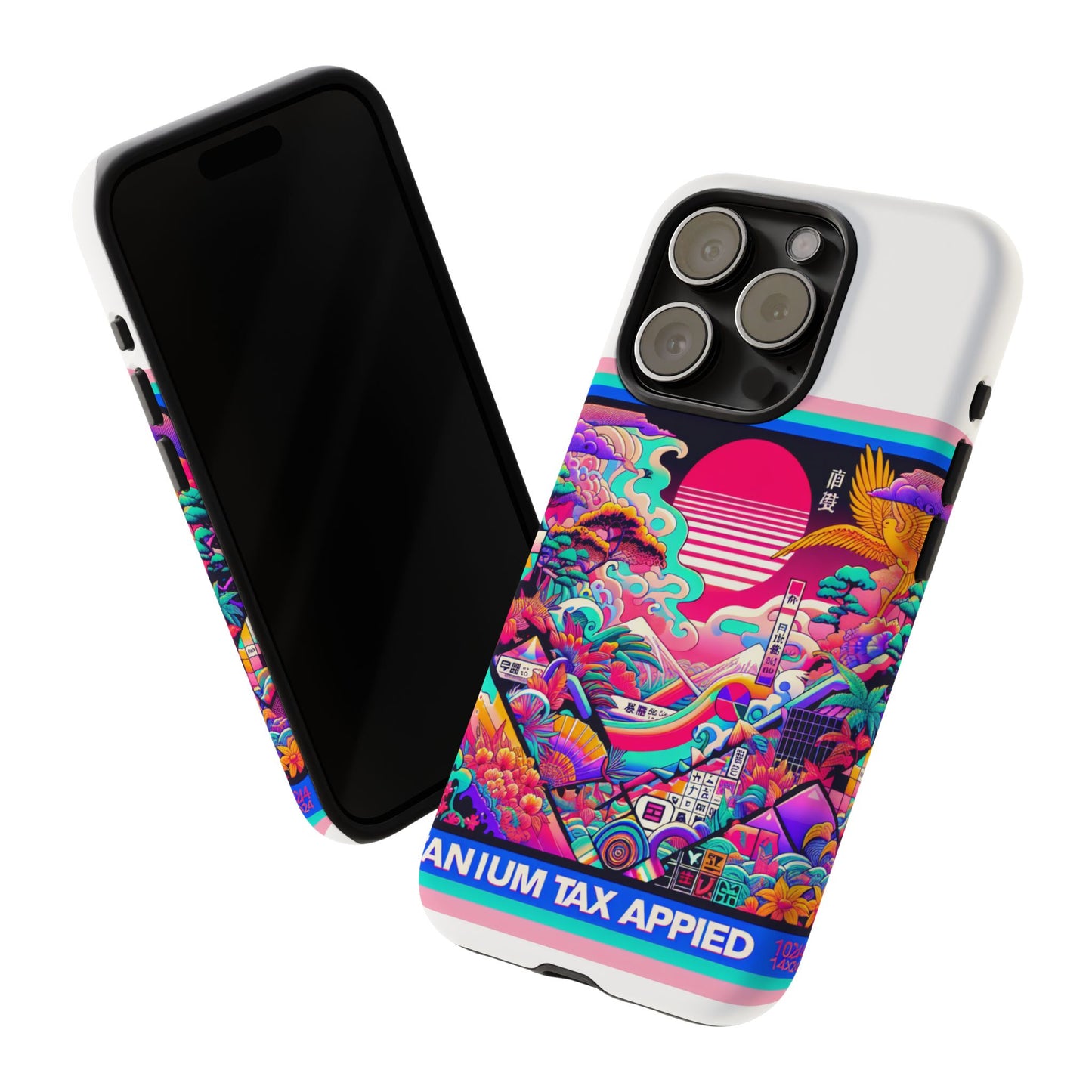 fanum tax applied protective phone case, 3d wrap design, durable silicone liner, uv protected, shock absorbing, fun anime and comic style, ideal gift for tech enthusiasts