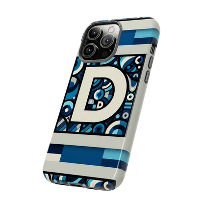 Blue Alphabet Letter D Phone Case with 3D Wrap and Shock Protection for Kids and Teens