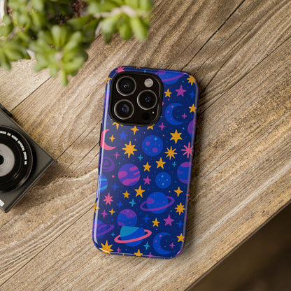 Vibrant Space Theme Protective Phone Case for Unisex – Colourful 3D Design Fashion Accessory Compatible with iPhone 13, 14, 15 & 16 – All Models Including Pro, Pro Max & Plus