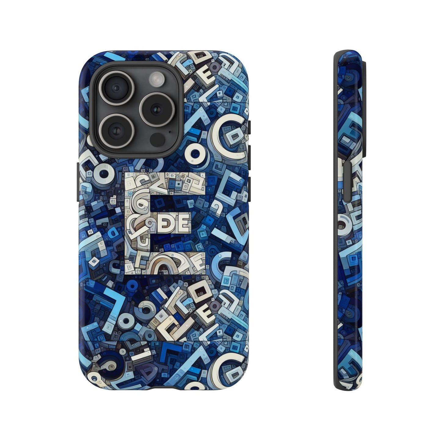 blue alphabet e phone case with 3d wrap design for stylish protection and personalised tech accessory for men and women