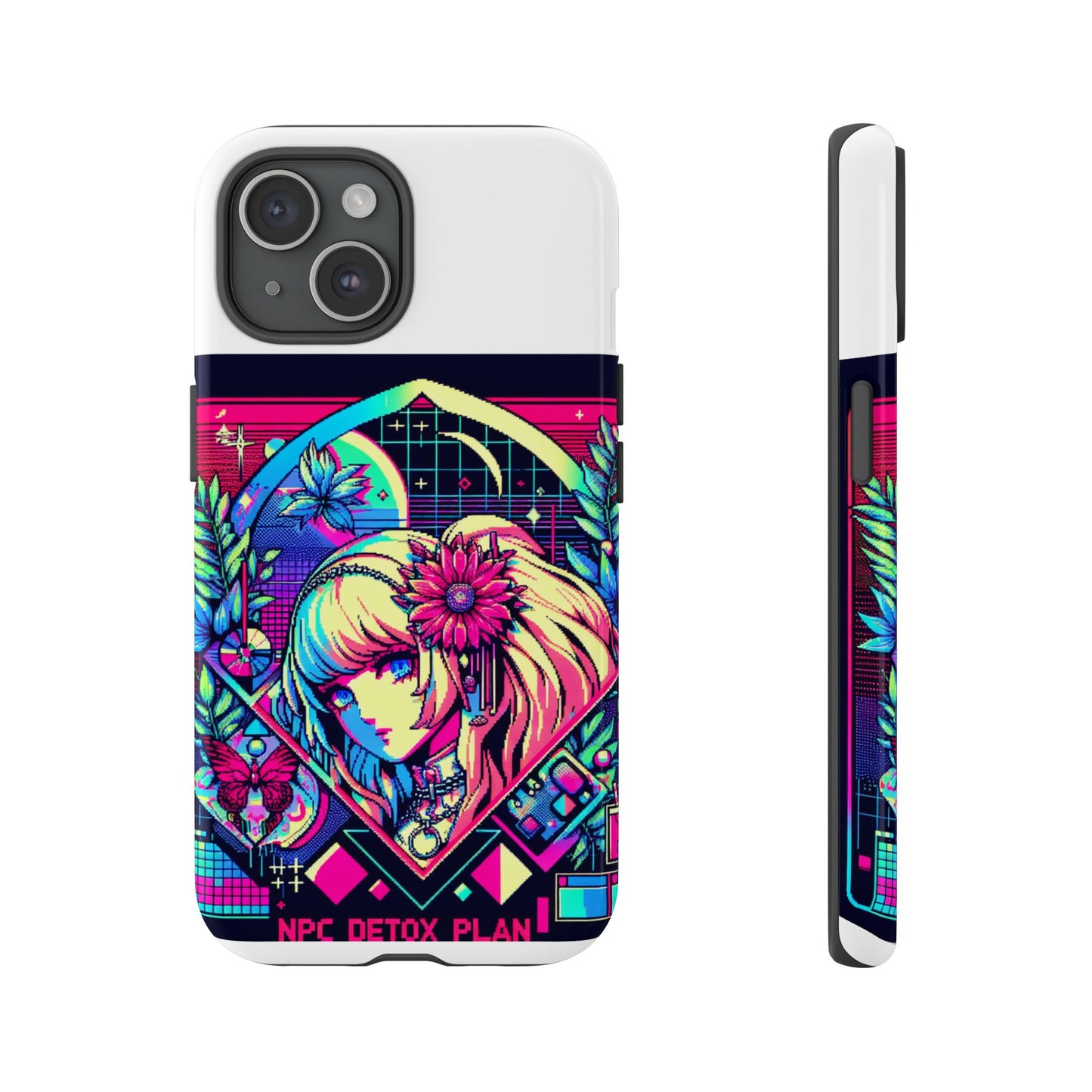 npc detox plan - vibrant protective phone case for anime and comic lovers, durable shock absorption, uv protected, glossy or matte finish
