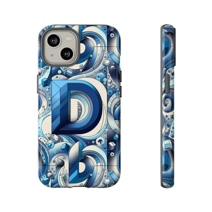 Blue Alphabet D Phone Case with 3D Wrap and Shock Absorption for Kids and Teens Durable TPU Cover with Vivid Print and UV Protection