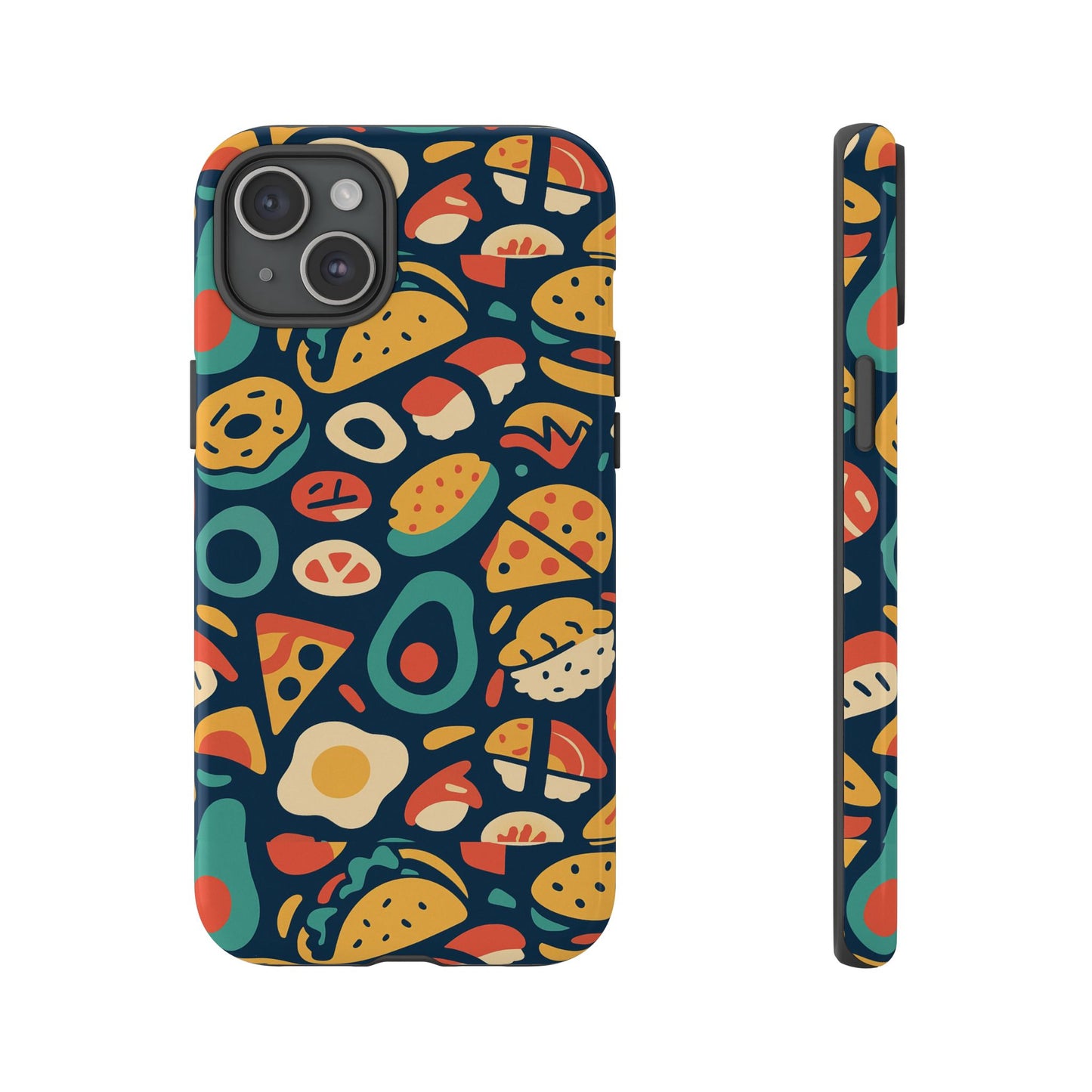 vibrant food-themed protective phone case with 3d design for stylish protection compatible with iphone 13, 14, 15 & 16 – all models including pro, pro max & plus