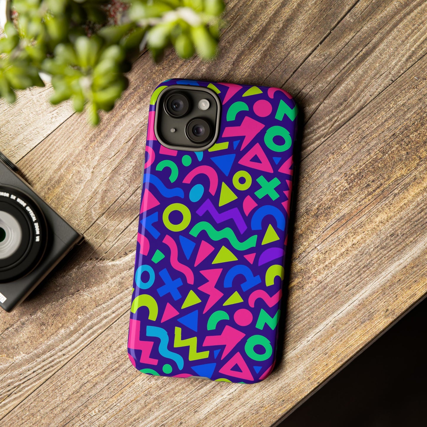 vibrant geometric 3d wrap protective phone case for men and women stylish accessory compatible with iphone 13, 14, 15 & 16 – all models including pro, pro max & plus