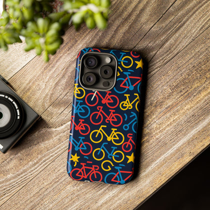 Multicolor Bicycle Pattern Protective Phone Case – Vibrant 3D Design for Stylish Protection – Compatible with iPhone 13, 14, 15 & 16 – All Models Including Pro, Pro Max & Plus