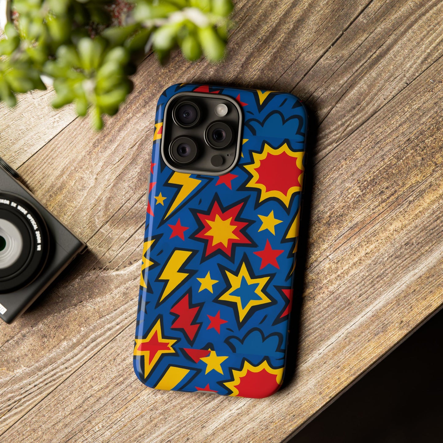 vibrant 3d superhero design protective phone case for fun retro style and unique expression compatible with iphone 13, 14, 15 & 16 – all models including pro, pro max & plus
