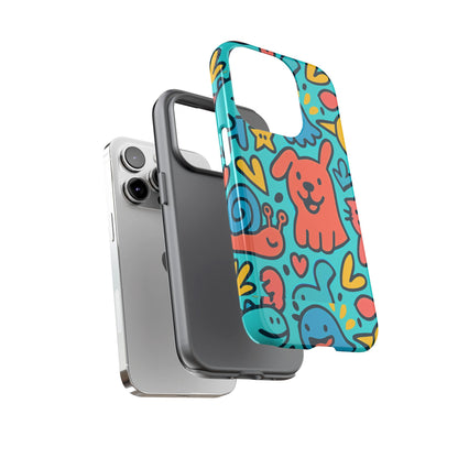 Vibrant Colourful Protective Phone Case with Fun Animal Cartoon Design – Stylish Protection for Kids and Adults Compatible with iPhone 13, 14, 15 & 16 – All Models Including Pro, Pro Max & Plus