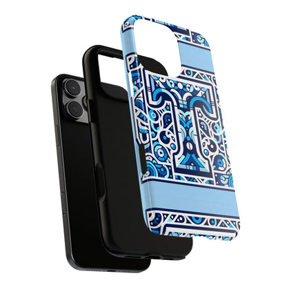 Blue Alphabet T Phone Case with 3D Wrap Shock Absorption and UV Protection for Kids and Teens