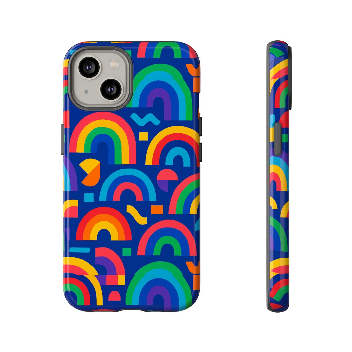 vibrant rainbow geometric 3d wrap protective phone case for stylish accessories compatible with iphone 13, 14, 15 & 16 – all models including pro, pro max & plus