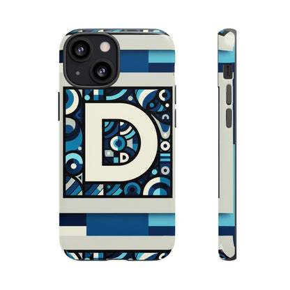 Blue Alphabet Letter D Phone Case with 3D Wrap and Shock Protection for Kids and Teens