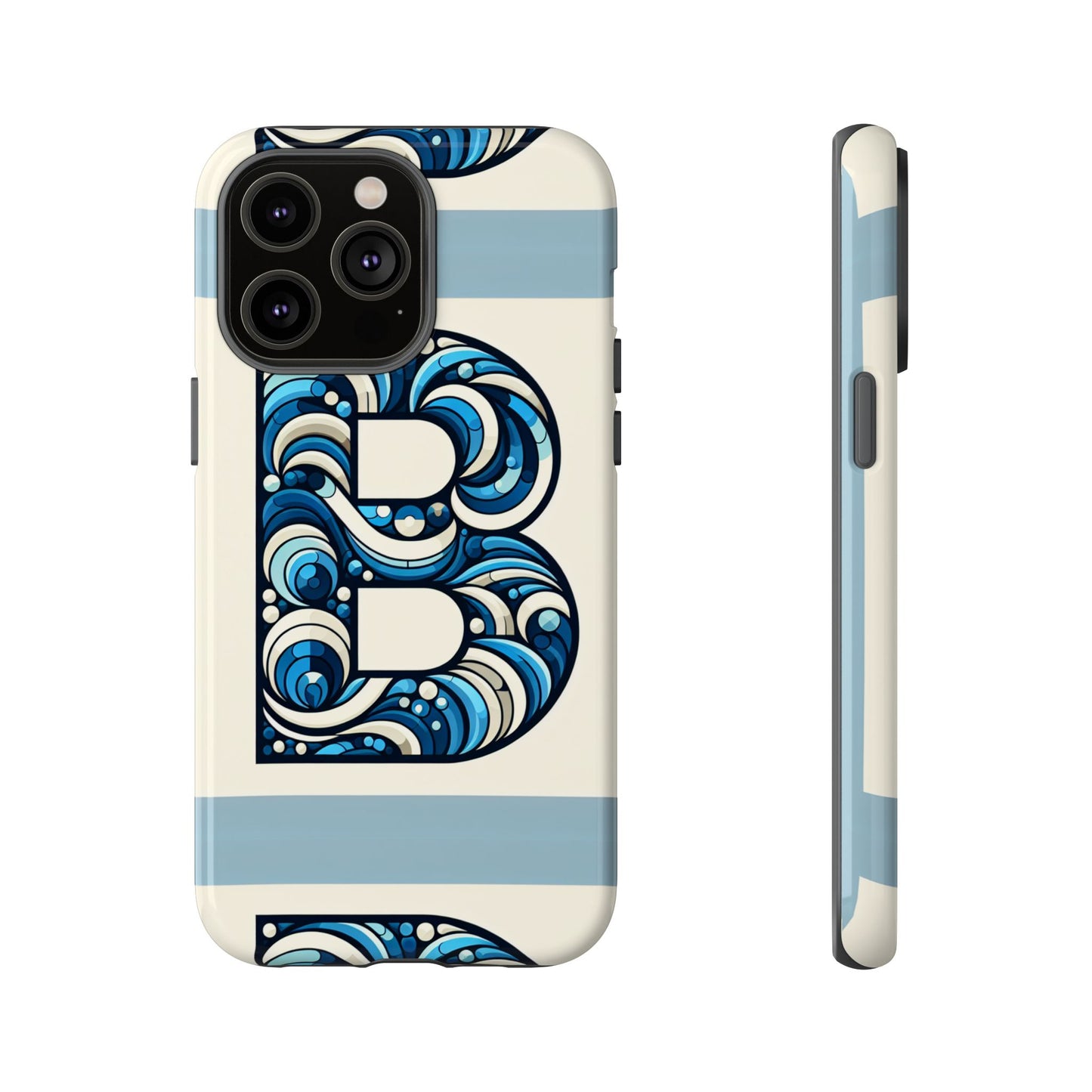 blue alphabet letter b phone case with 3d wrap and shock protection for kids and teens durable tpu cover with vibrant design