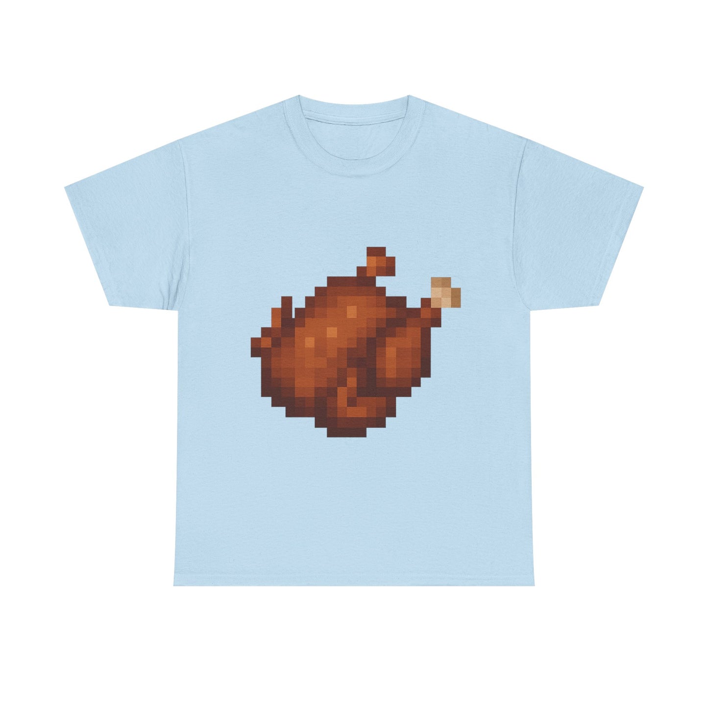 funny pixel turkey unisex heavy cotton tee for gamers - perfect thanksgiving shirt, casual wear, comfortable cotton tee, fun gamer apparel, holiday graphic tee